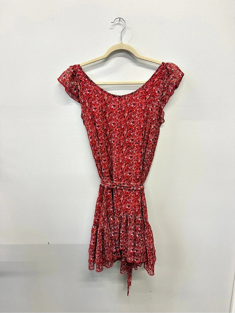H&M Floral Mini Dress in Red & Black Size Small